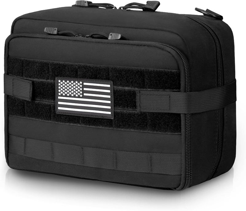 Jueachy Tactical Molle Pouch Large Admin Bag Utility Tool Pouches Molle Attachment EDC Pouches Expandable Molle Accessories Organizer Medical Pocket U.S.A Patch Included - Image 1